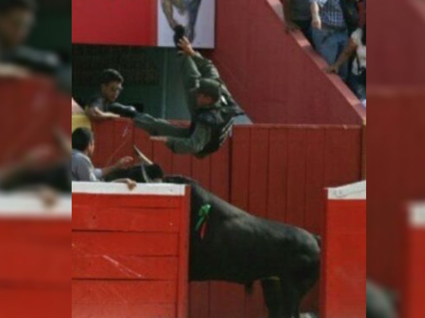 Un guardia fue lanzado al aire en la última de Mérida