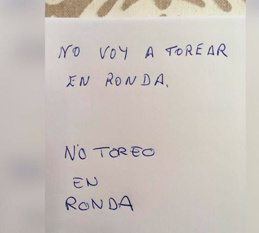«No voy a torear en Ronda»