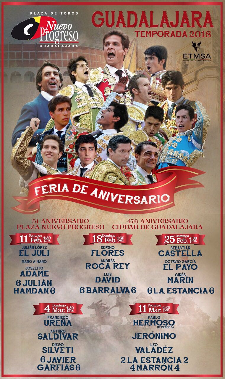 Definidos los carteles del Aniversario de Guadalajara 2018