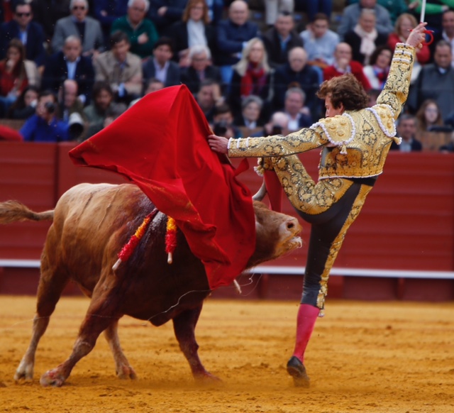 Cornada de dos trayectorias a Román en Sevilla
