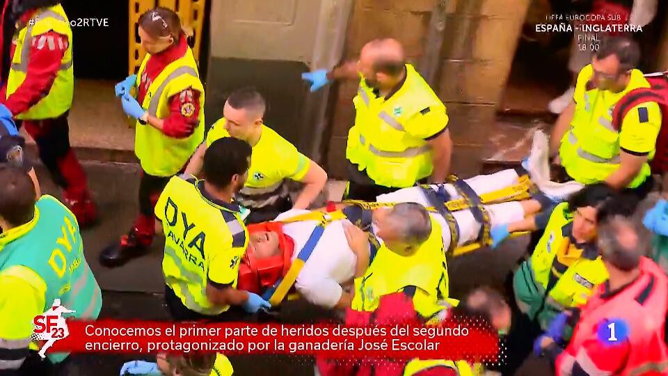 El encierro de José Escolar en San Fermín se ha saldado con cuatro heridos, ninguno por asta de toros